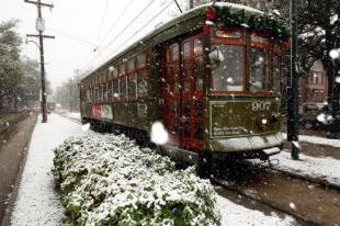 An extremely rare snow-filled day in New Orleans, Dec. 11, 2008